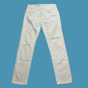 Pilcro & the Letterpress Anthropologie White Slim Boyfriend Jeans 26